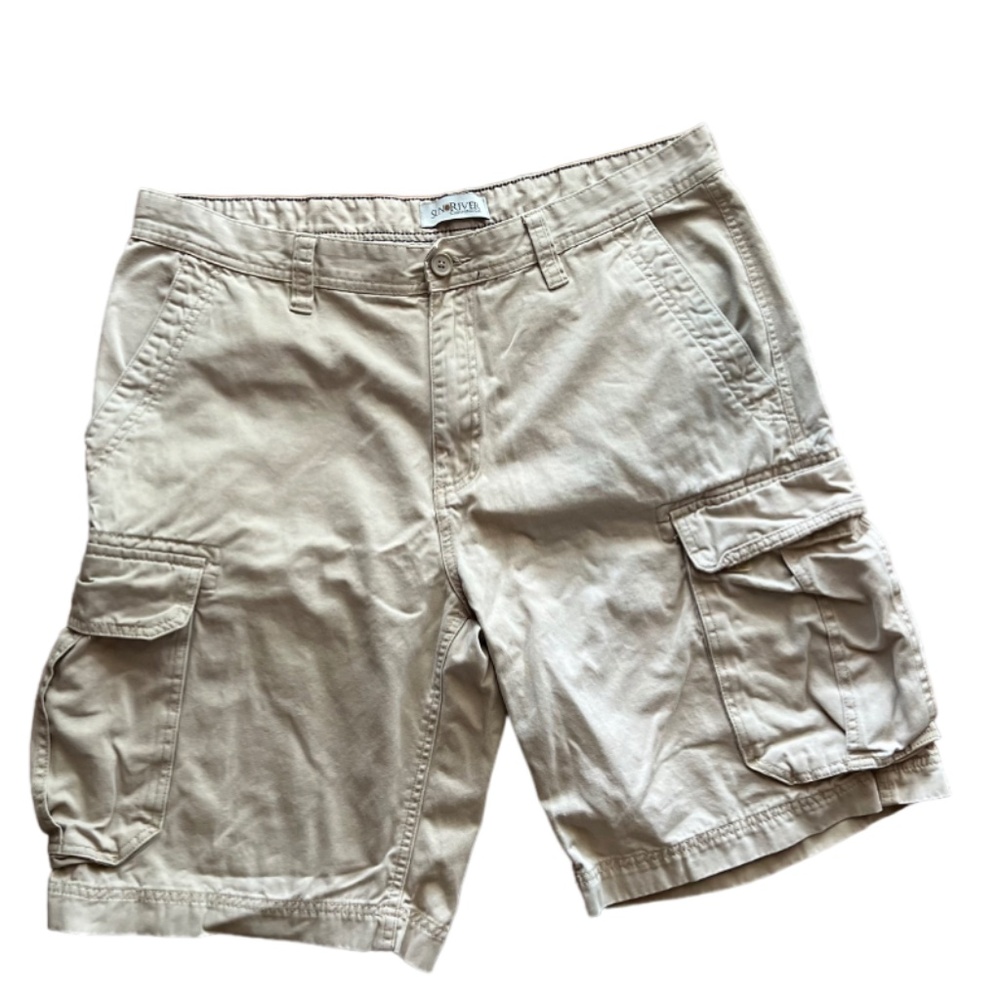 Sun River Khaki Cargo Shorts 100% Cotton Men's 36